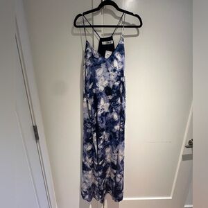 Blue floral maxi shift dress